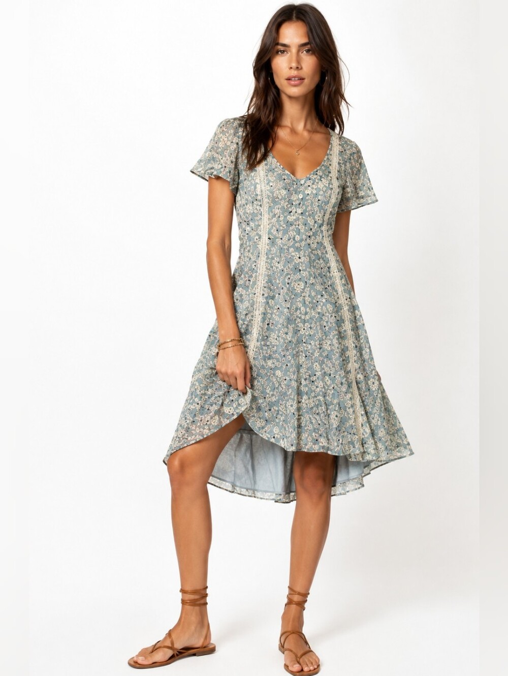 NWT DENIM & SUPPLY RALPH LAUREN 2pc Floral Lace Flutter Sleeve Prairie Dress 12